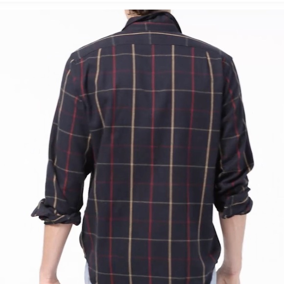 J. Crew • Men’s Navy Red Plaid Midweight Workshirt Flannel Button-Up Shirt - Picture 2 of 8